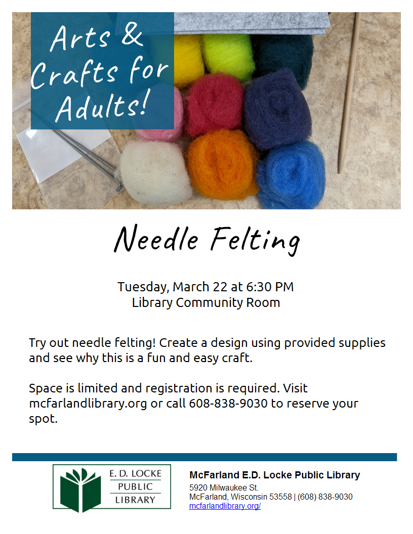 Adult Craft Club Bonus Session E.D. Locke Public Library